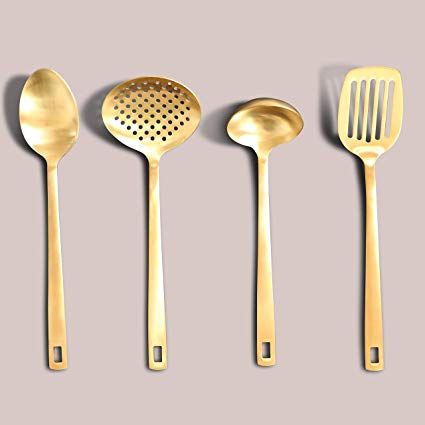 Gold serving spoon
