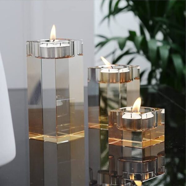 Glass candle centerpiece set