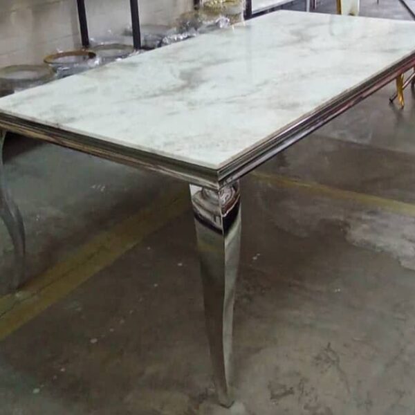 Marble top table, 8 seater